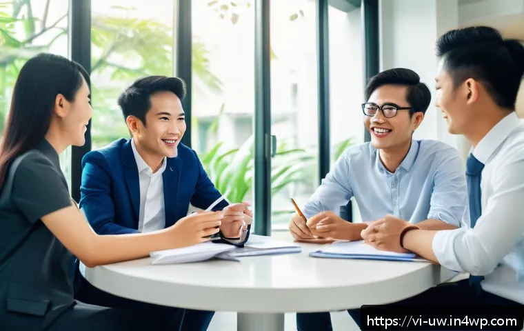 자기 표현을 위한 필수 어휘 목록 - A warm and inviting office meeting scene in Ho Chi Minh City, Vietnam, showing diverse young Vietnam...